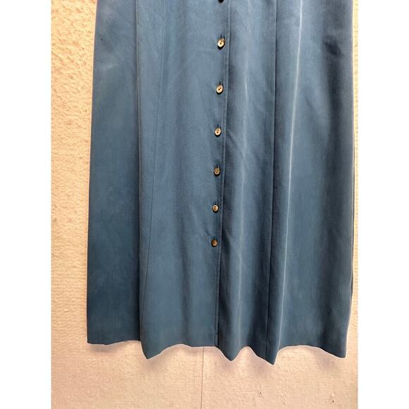 Talbots 100% Silk Shirt Dress Blue Button Front Size 4 NWT - Picture 3 of 10
